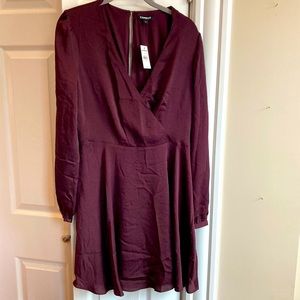 NWT Express burgundy faux wrap dress
